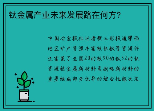钛金属产业未来发展路在何方？