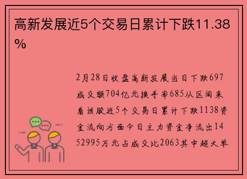 高新发展近5个交易日累计下跌11.38%