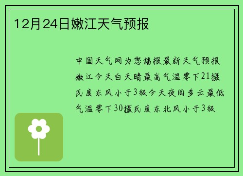 12月24日嫩江天气预报