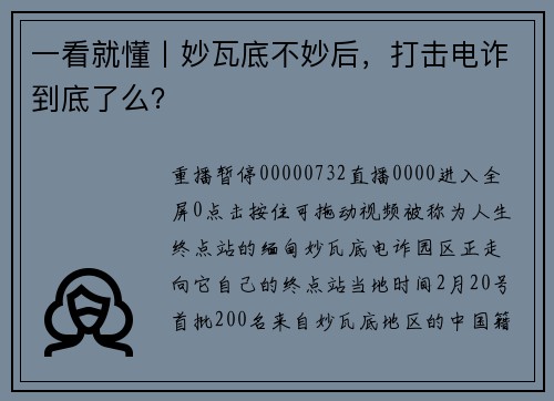 一看就懂丨妙瓦底不妙后，打击电诈到底了么？