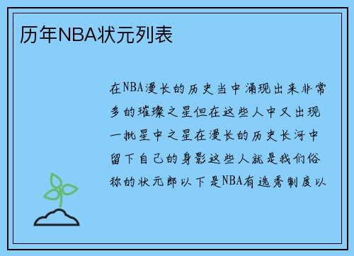 历年NBA状元列表